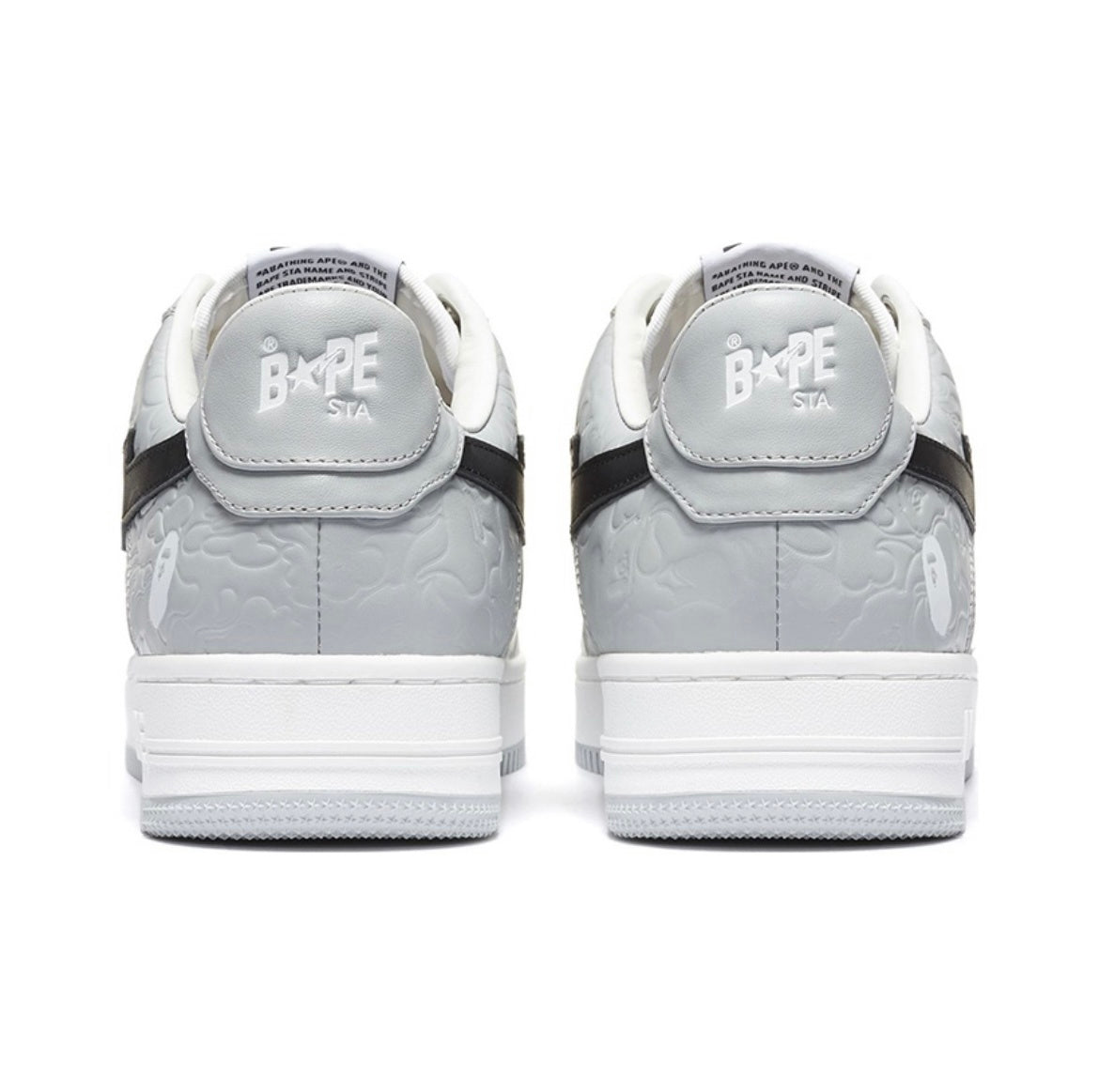 Gray and White BAPE STA Low Sneakers - product image from the listing.
