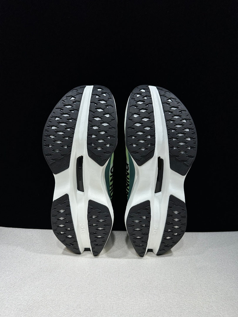 On Cloudboom Max Running Shoes, in White and Green - product image from the listing.