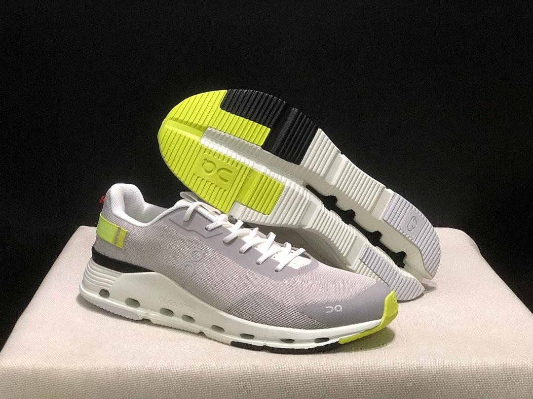 On Cloudnova Form 2 Sneakers, Grey and Fluorescent in Green - product image from the listing.