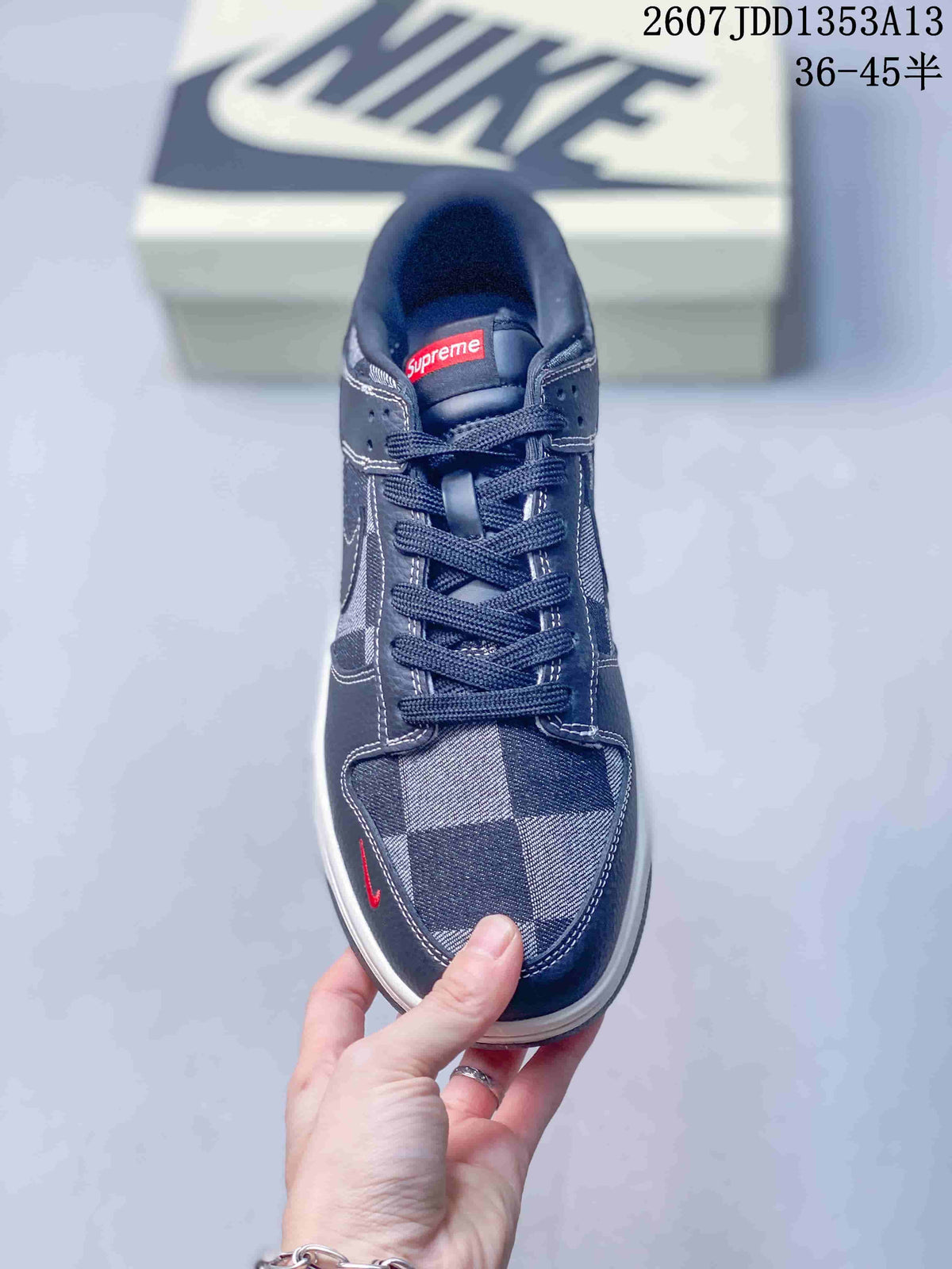 Nike SB Dunk Low Navy Plaid Trainers DD1353A13 - product image from the listing.