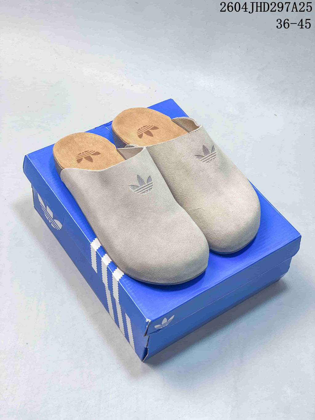 adidas Adimule Suede-Textured Mule Slides in Beige IH690 - product image from the listing.