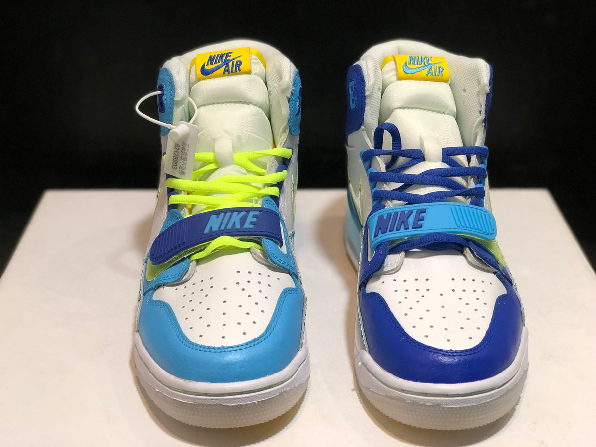 Air Jordan Legacy 312 Fly High-Top Sneakers, in White and Blue - product image from the listing.