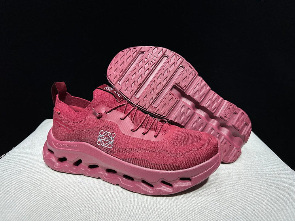 On x Loewe Cloudtilt Sneakers in Cherry in Burgundy - product image from the listing.
