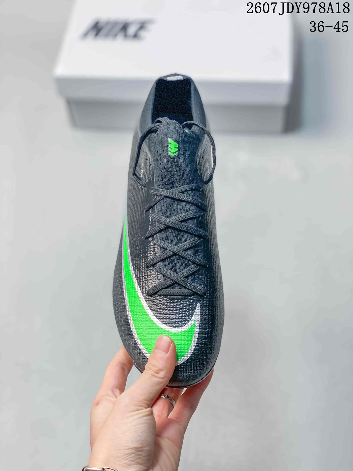 Nike Mercurial Vapor 16 Elite AG-PRO Soccer Cleats in Black Green - product image from the listing.