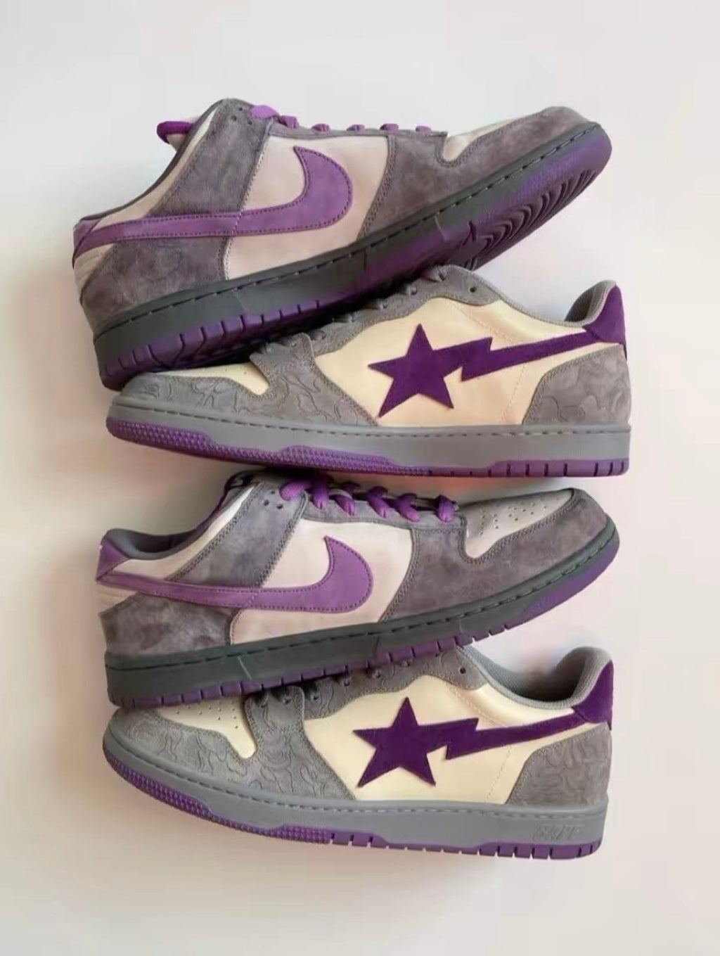 BAPE SK8 Sta Sneakers in White Purple - product image from the listing.