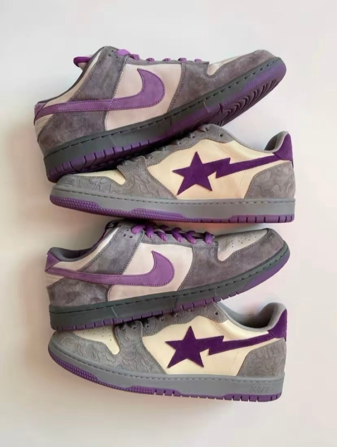 BAPE SK8 Sta Sneakers in White Purple - product image from the listing.