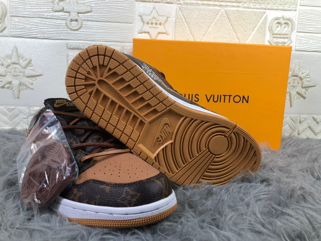 Brown Black Sneakers with Monogram Print - Jordan 1 Low - product image from the listing.