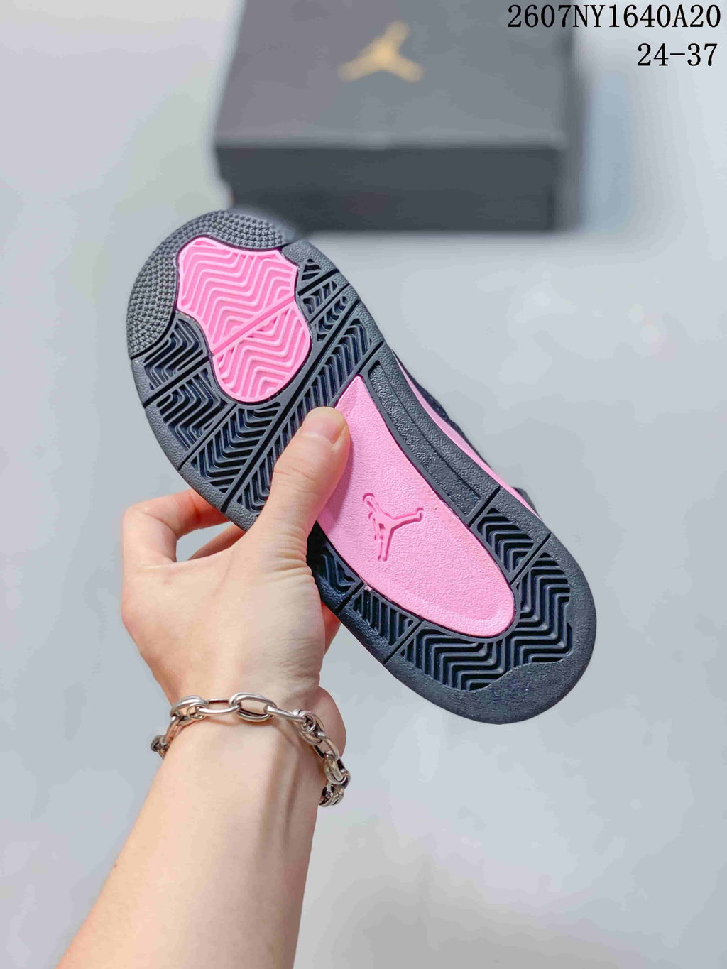 Jordan Panda Low-Top Kids Basketball Sneakers in Black Pink - product image from the listing.