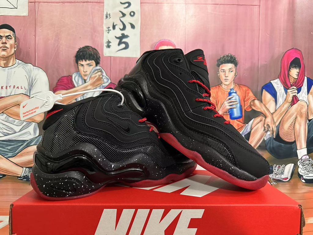 Nike Air Foamposite One Basketball Sneakers in Black Red - product image from the listing.
