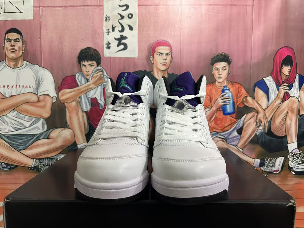 Air Jordan 5 Retro White Grape Sneakers - product image from the listing.