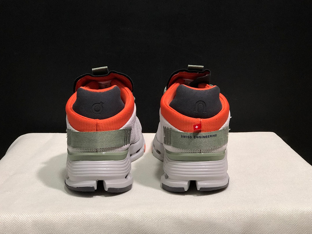 On Cloudnova 1 Sneakers, in Silver and Orange - product image from the listing.