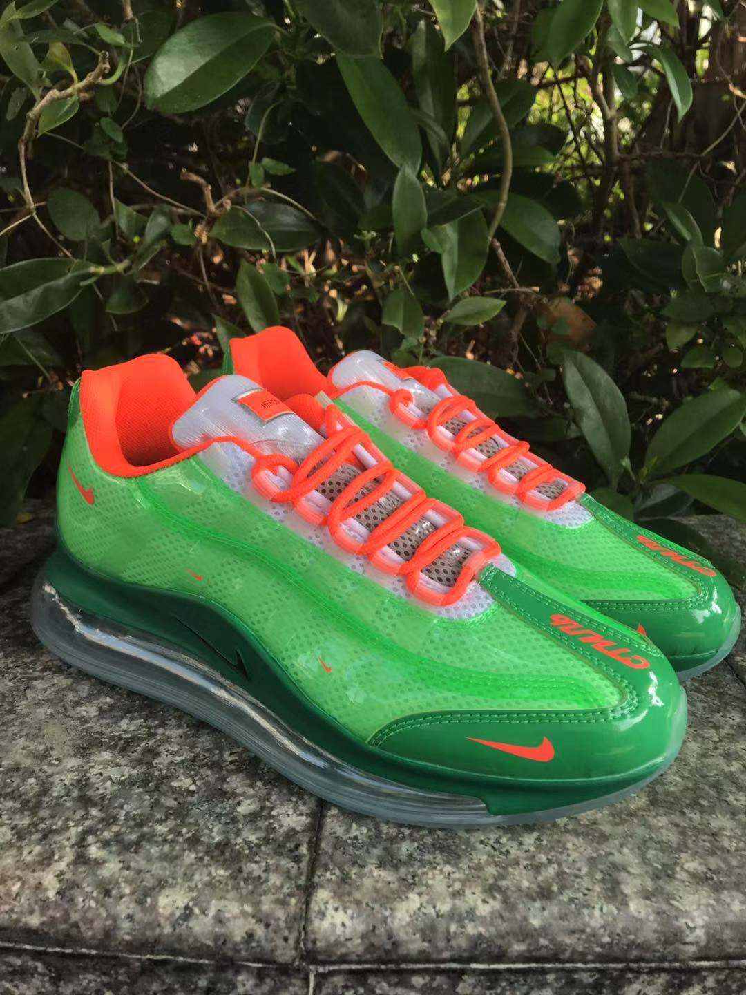Nike Air Max 720 Sneakers in Green and Orange - product image from the listing.