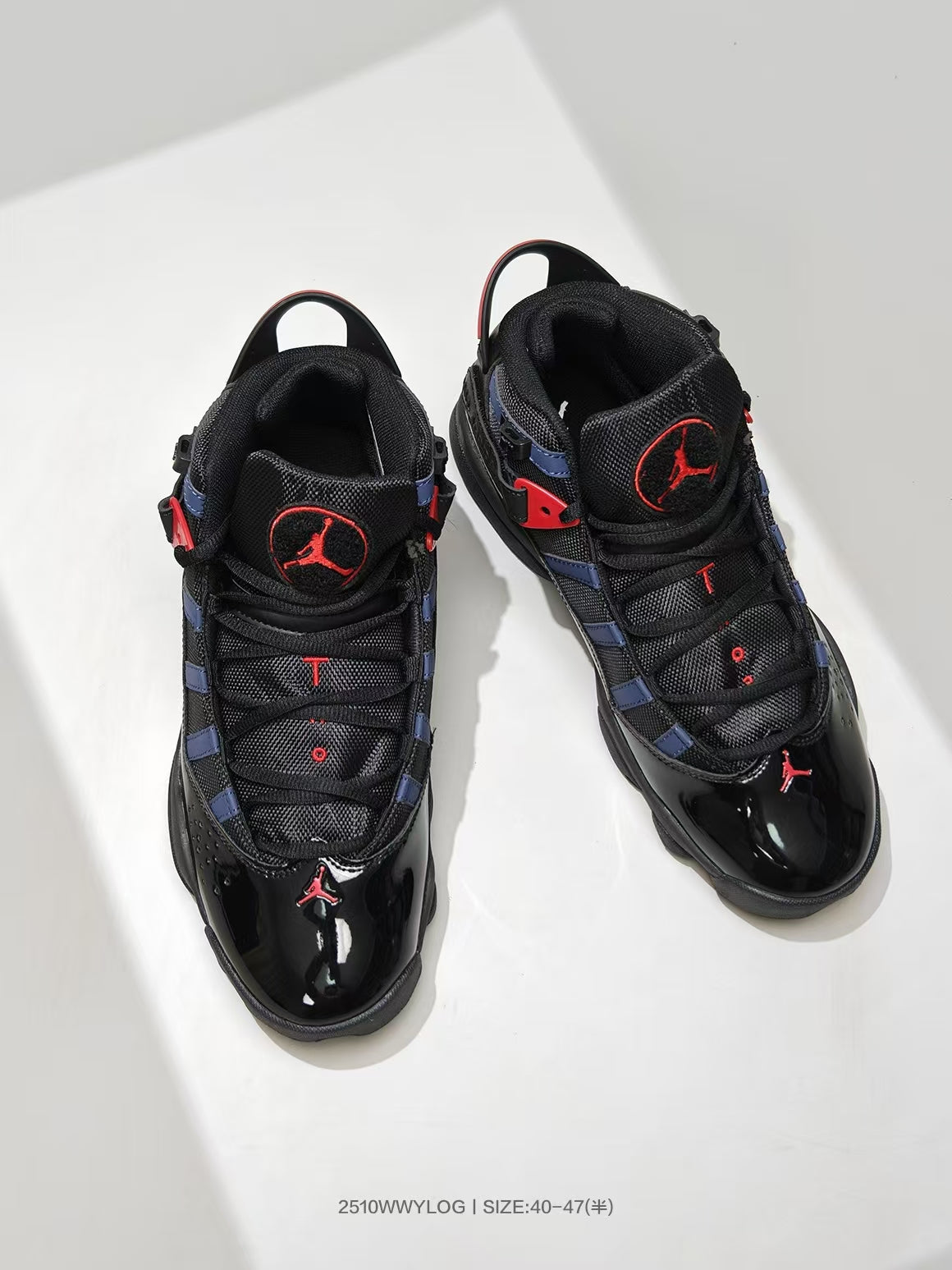 Jordan Six Rings Sneakers in Black Navy Red - product image from the listing.