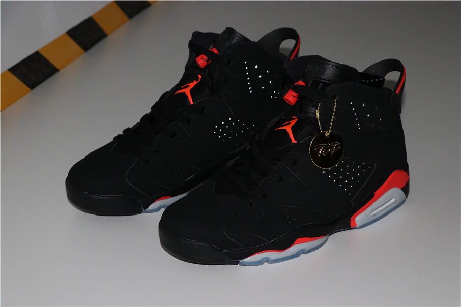 Air Jordan 6 Infrared Black Red High-Top Sneakers - product image from the listing.