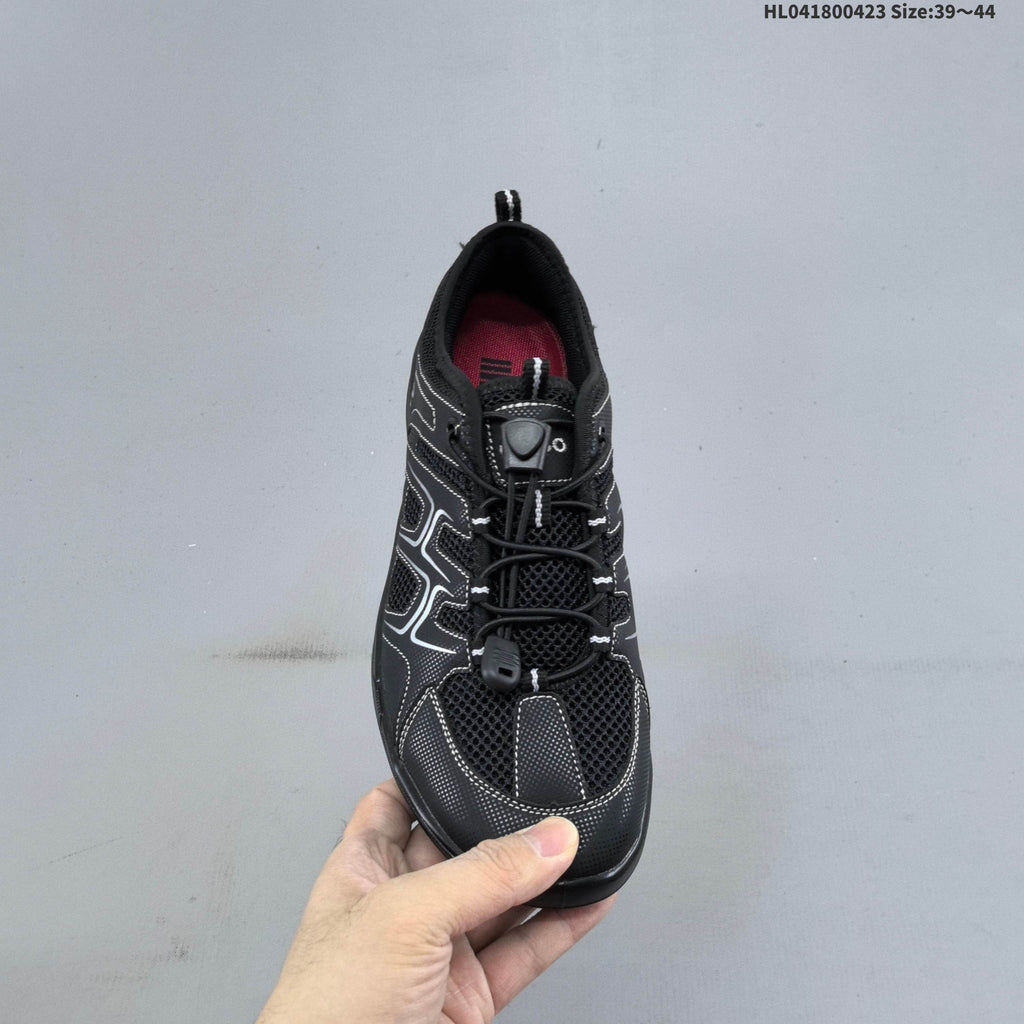 ECCO Black Mesh Lace-Up Casual Trainers - product image from the listing.
