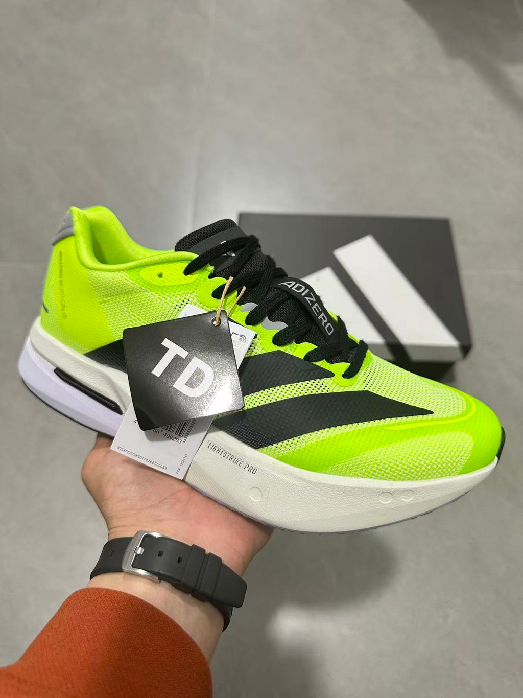 adidas Adizero Running Shoes Neon in Green Black - product image from the listing.