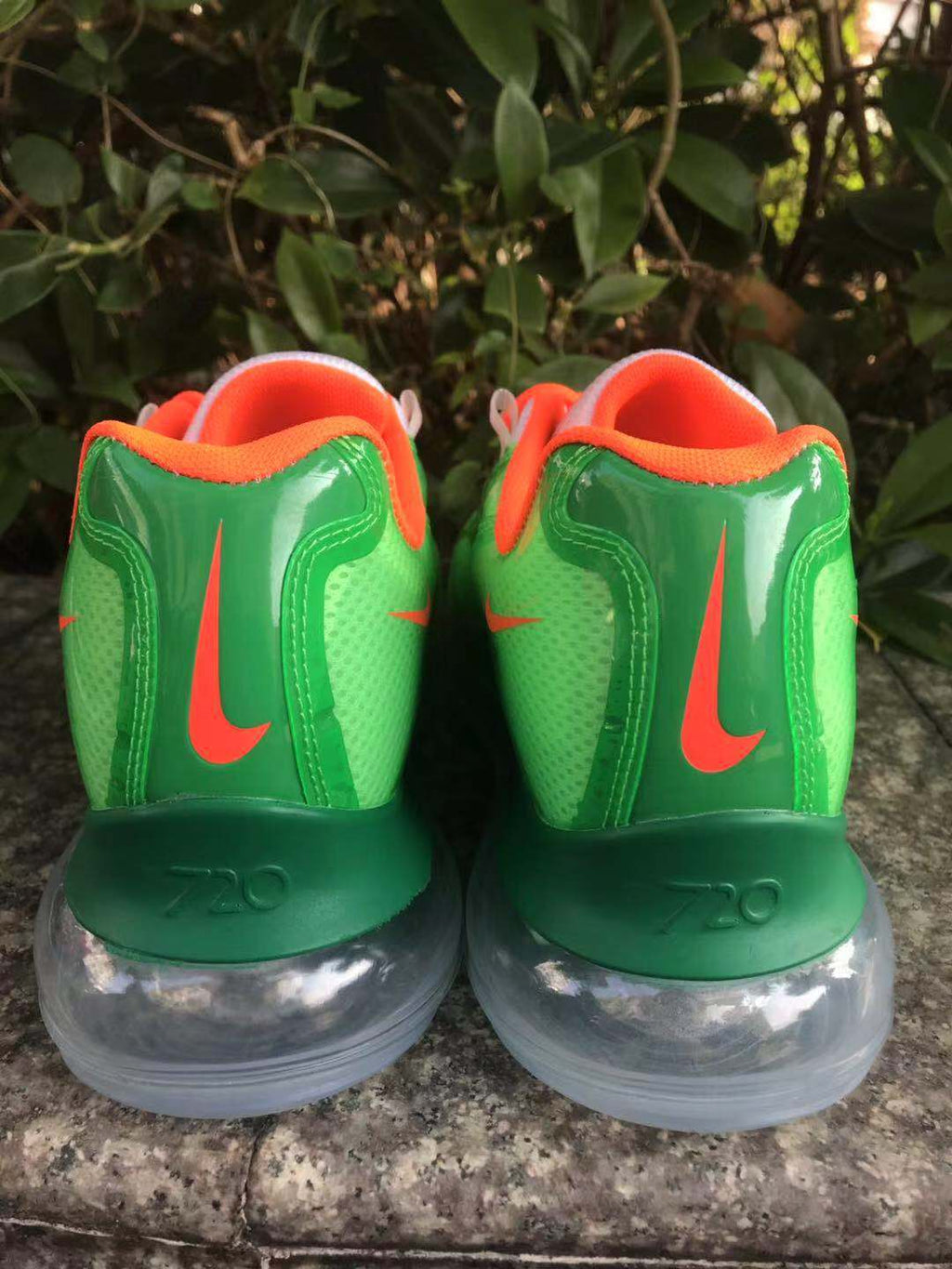 Nike Air Max 720 Sneakers in Green and Orange - product image from the listing.