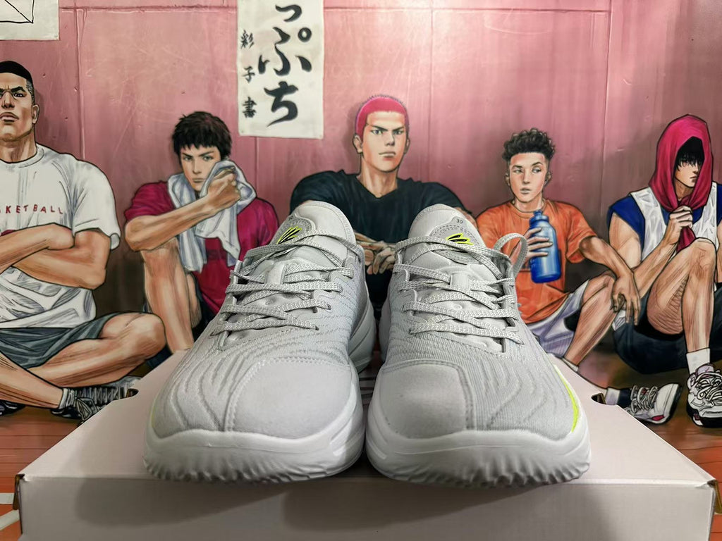 Basketball Shoes in Gray, Black and Neon in Yellow - product image from the listing.