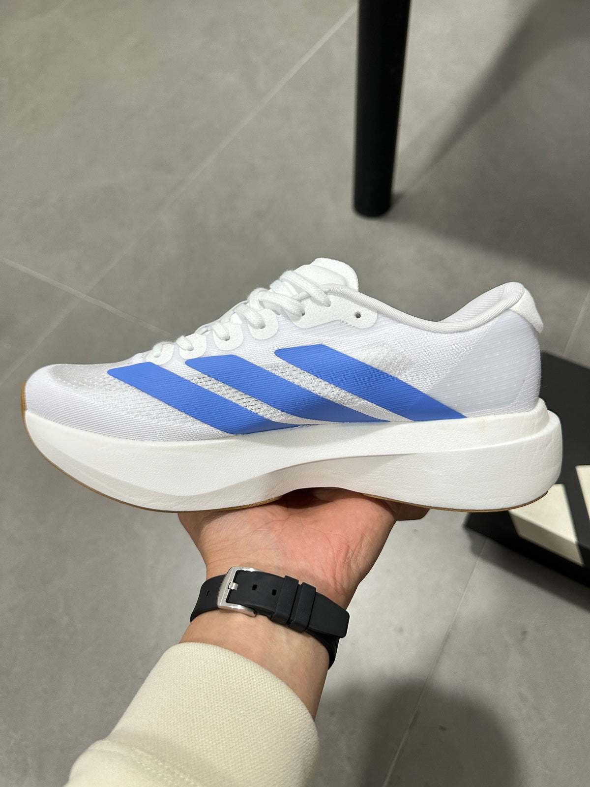 Adidas Lightstrike Pro Running Shoes in White Blue JS4454 - product image from the listing.