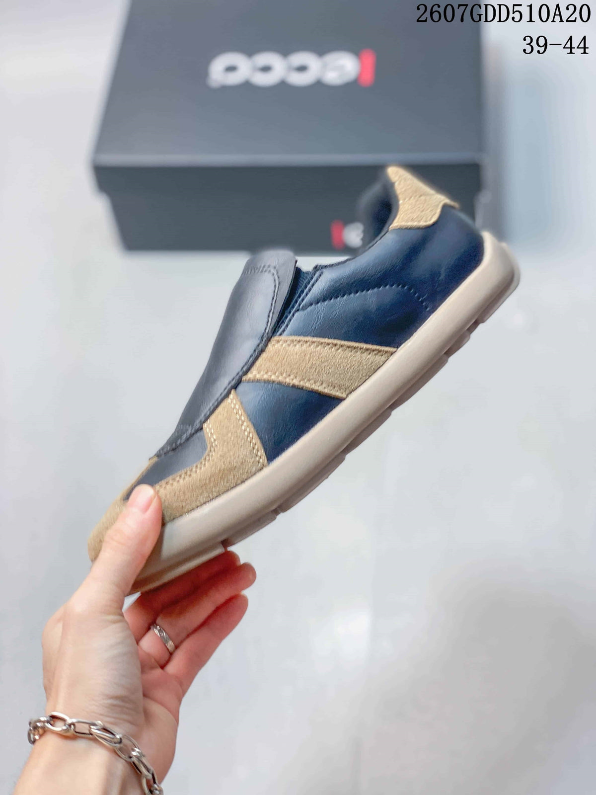 Women's ECCO Sneakers Navy and Tan 2607GDD510A20 - product image from the listing.