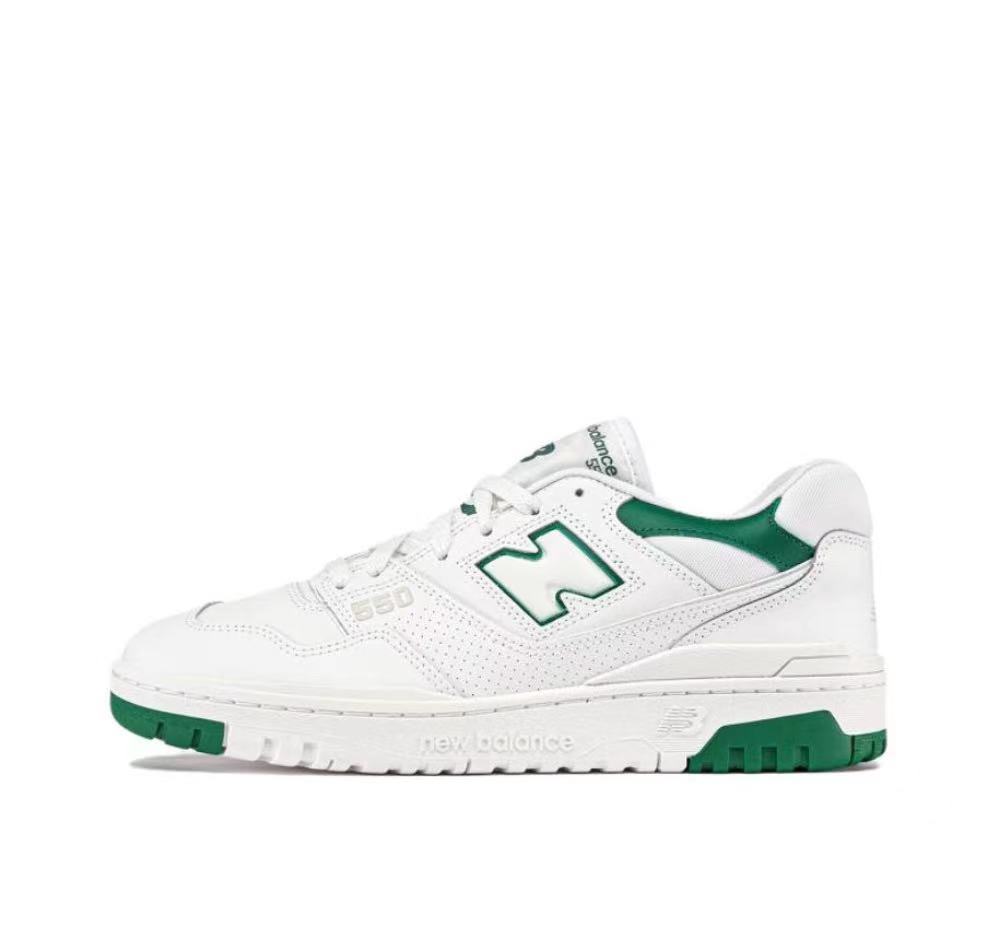 New Balance 550 Sneakers in White Green BB550SWB - product image from the listing.