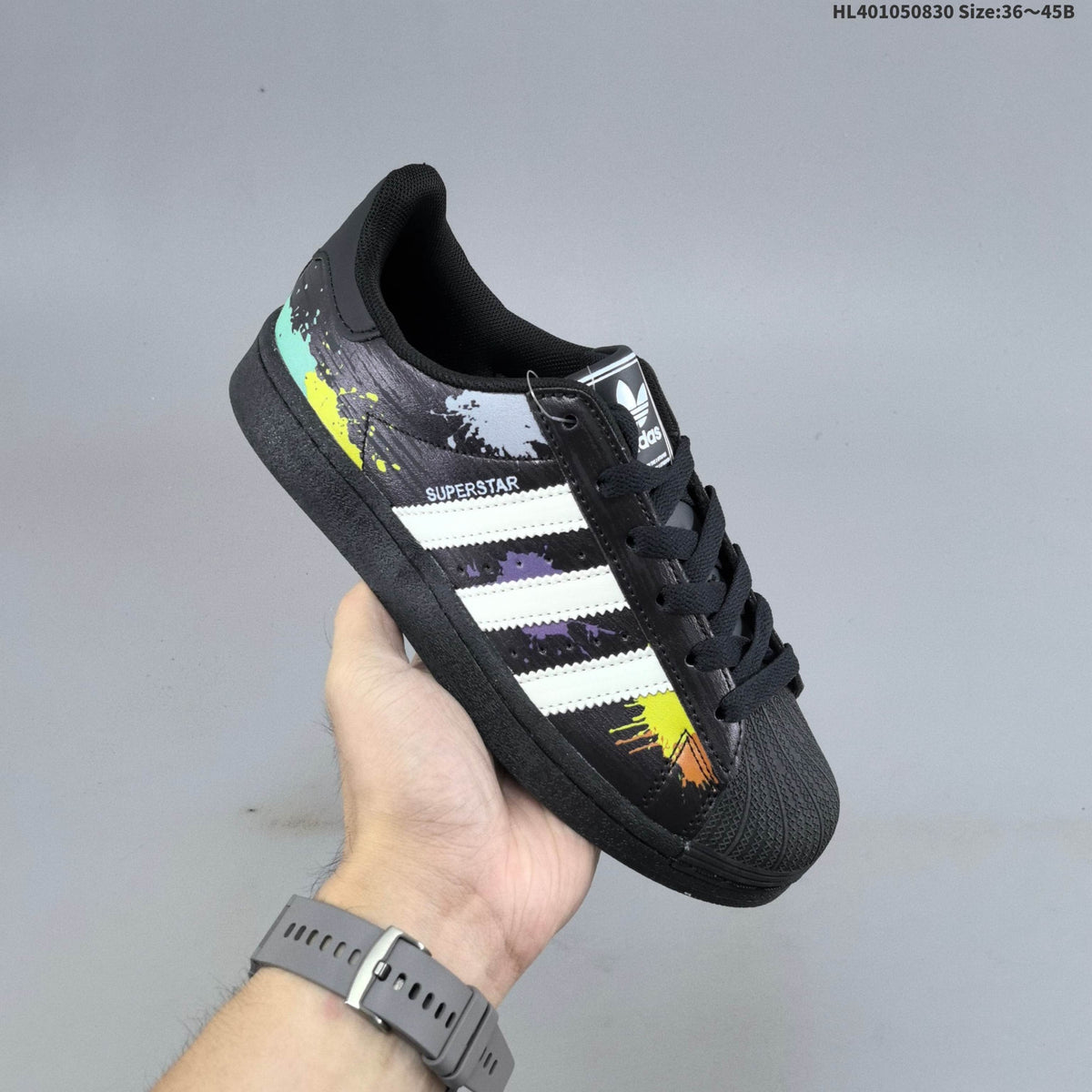 Adidas Originals Superstar Low-Cut Sneakers, Black Graphic - product image from the listing.