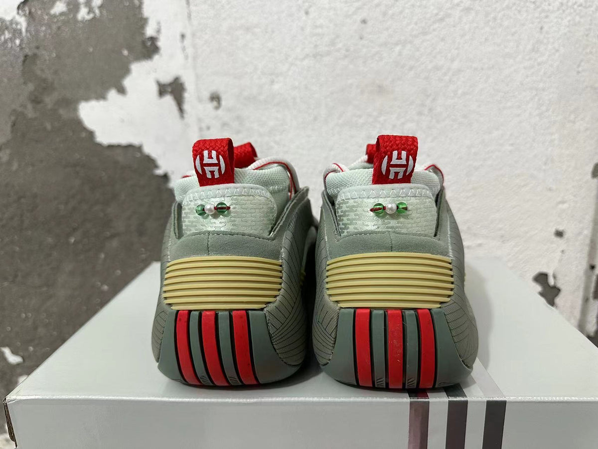 Adidas Harden Vol. 8 Basketball Shoes, in Gray and Red - product image from the listing.