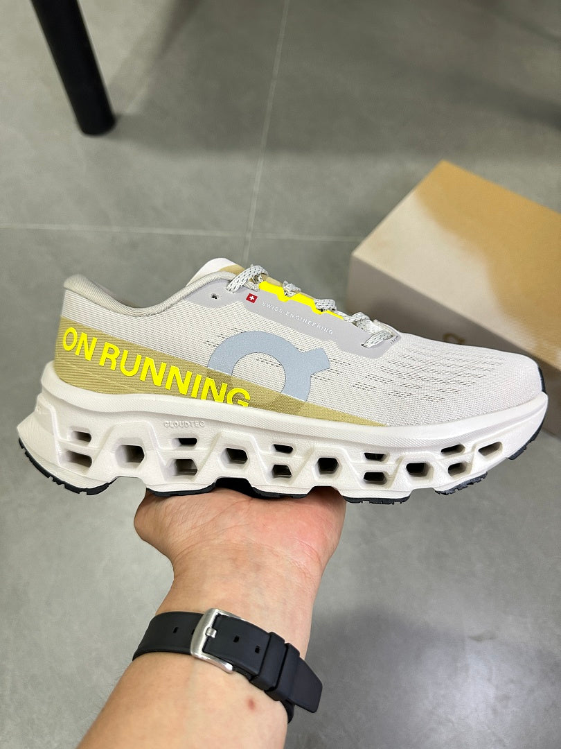 On Running Cloudmonster Running Shoes, in Ivory Yellow - product image from the listing.