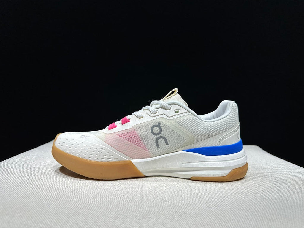 On The Roger Advantage Pro Tennis Shoes, in White Blue Pink - product image from the listing.