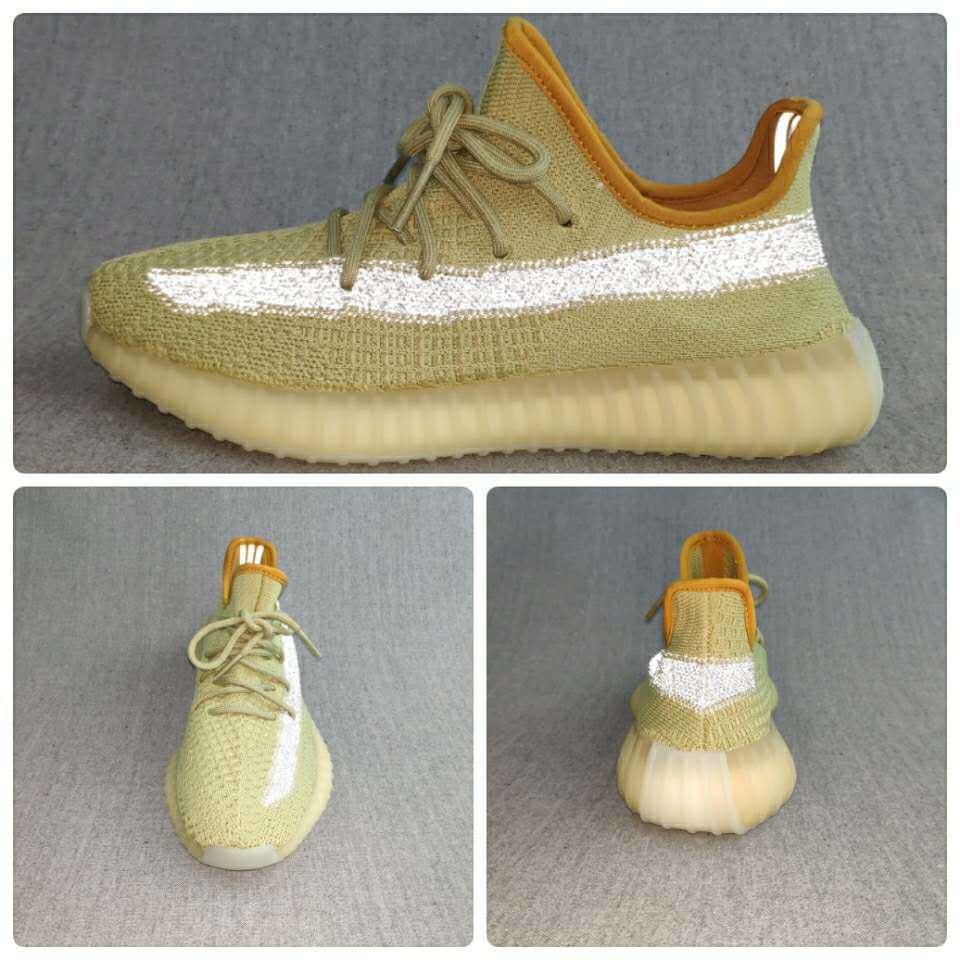 Yeezy 350 V2 Static Reflective Sneakers in Green - product image from the listing.