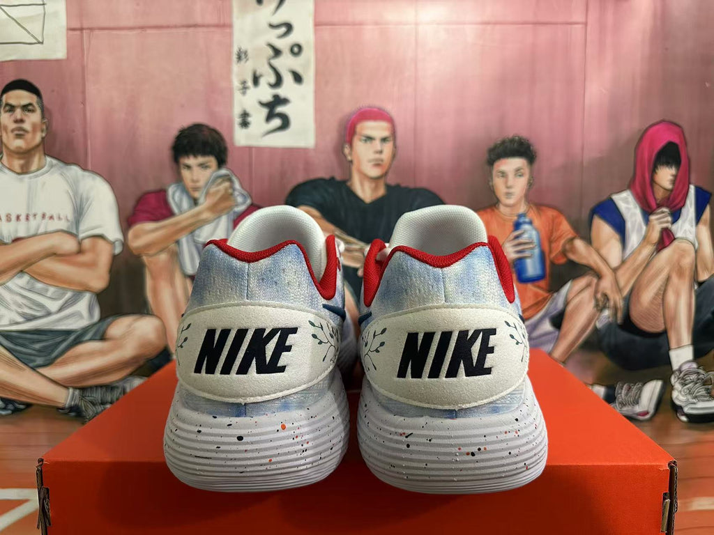 Nike Basketball Sneakers in White, in Blue and Red - product image from the listing.
