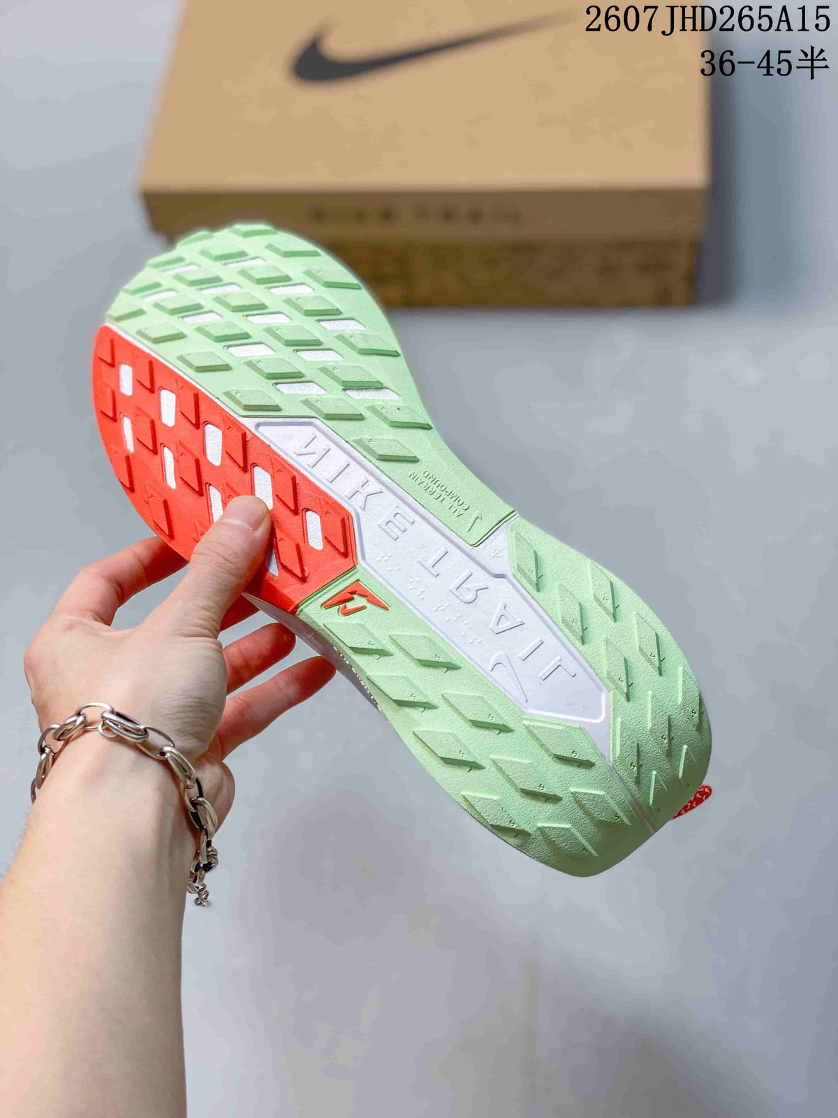 Nike Pegasus Trail 5 Trail Running Shoes in Blue Lime Orange - product image from the listing.