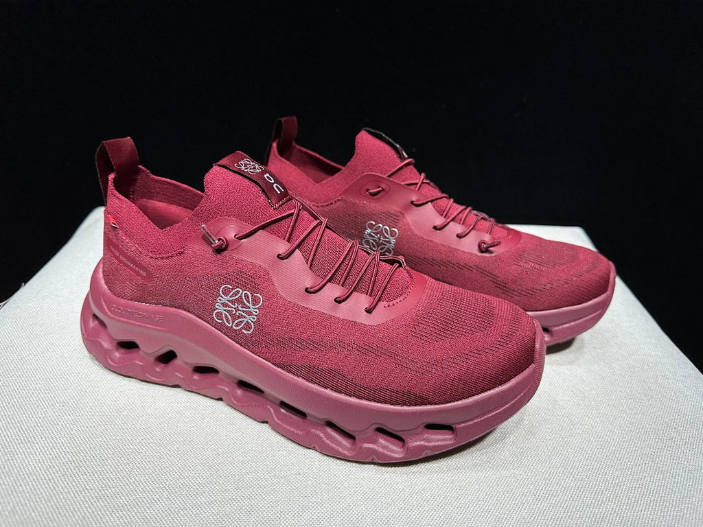 On x Loewe Cloudtilt Sneakers in Cherry in Burgundy - product image from the listing.