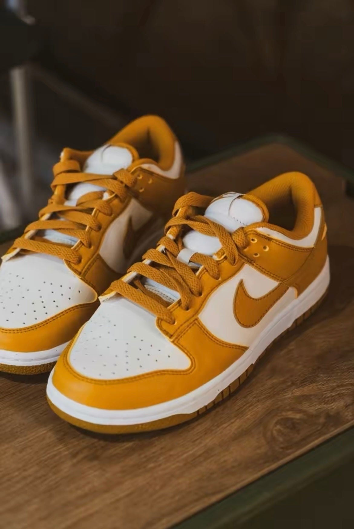 Nike Dunk Low Next Nature Sneakers in White and Brown DN1431-001 - product image from the listing.