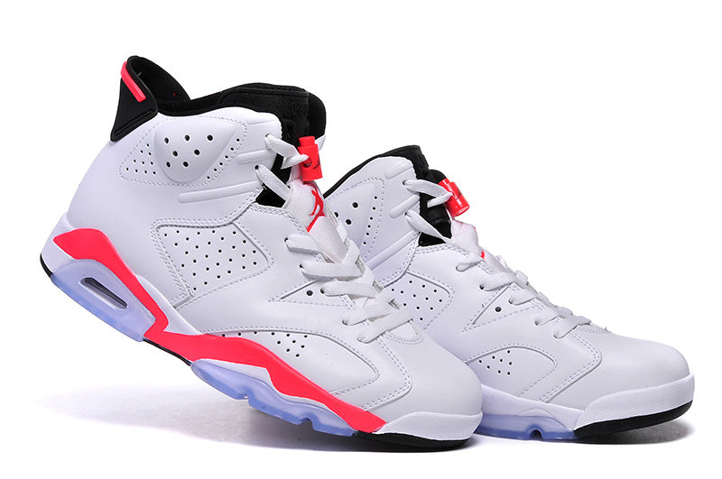 White and Infrared Basketball Sneakers - Air Jordan 6 High - product image from the listing.
