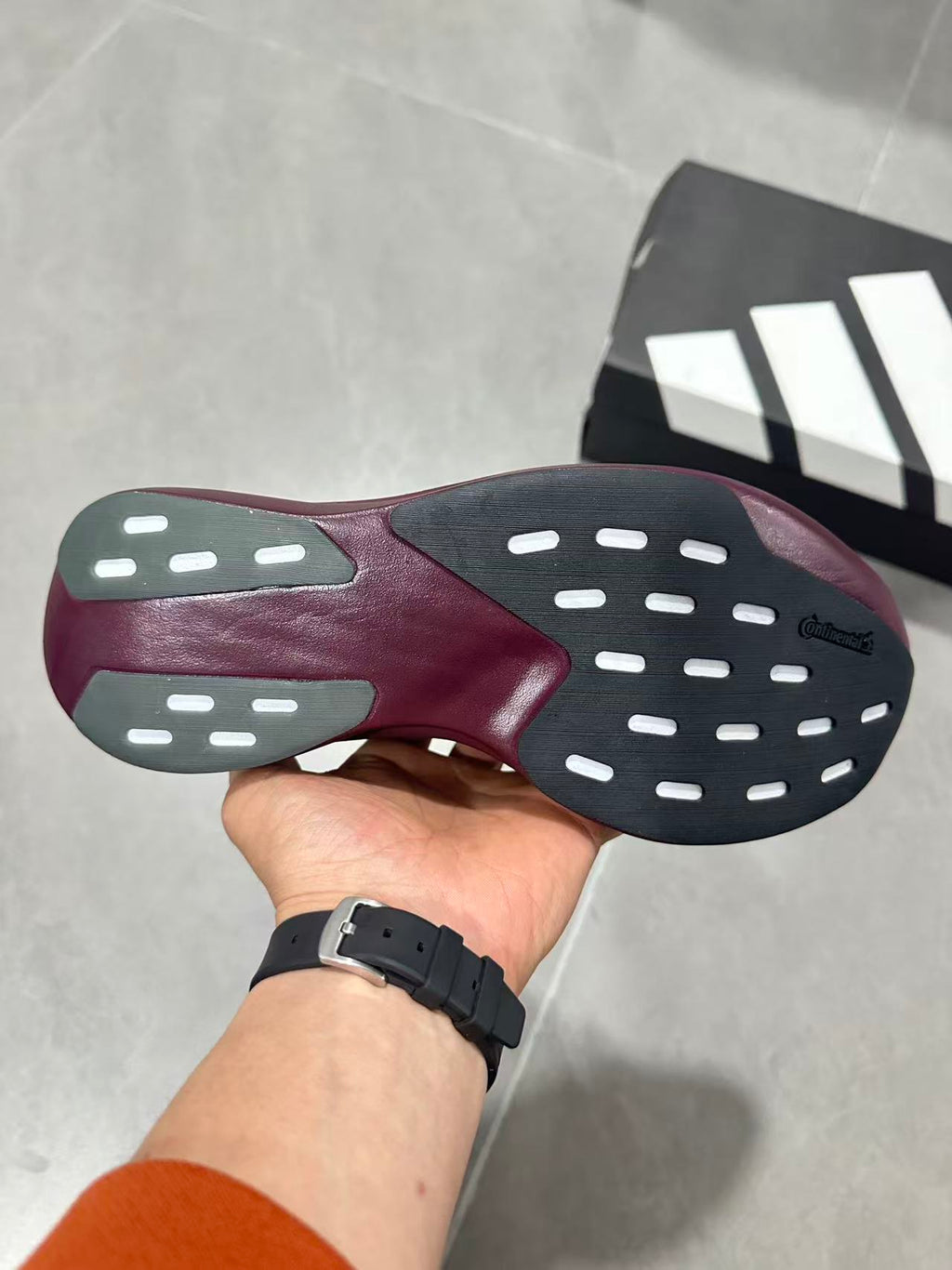 Adidas Lightstrike Pro Running Shoes in Burgundy Gold JQ4443 - product image from the listing.