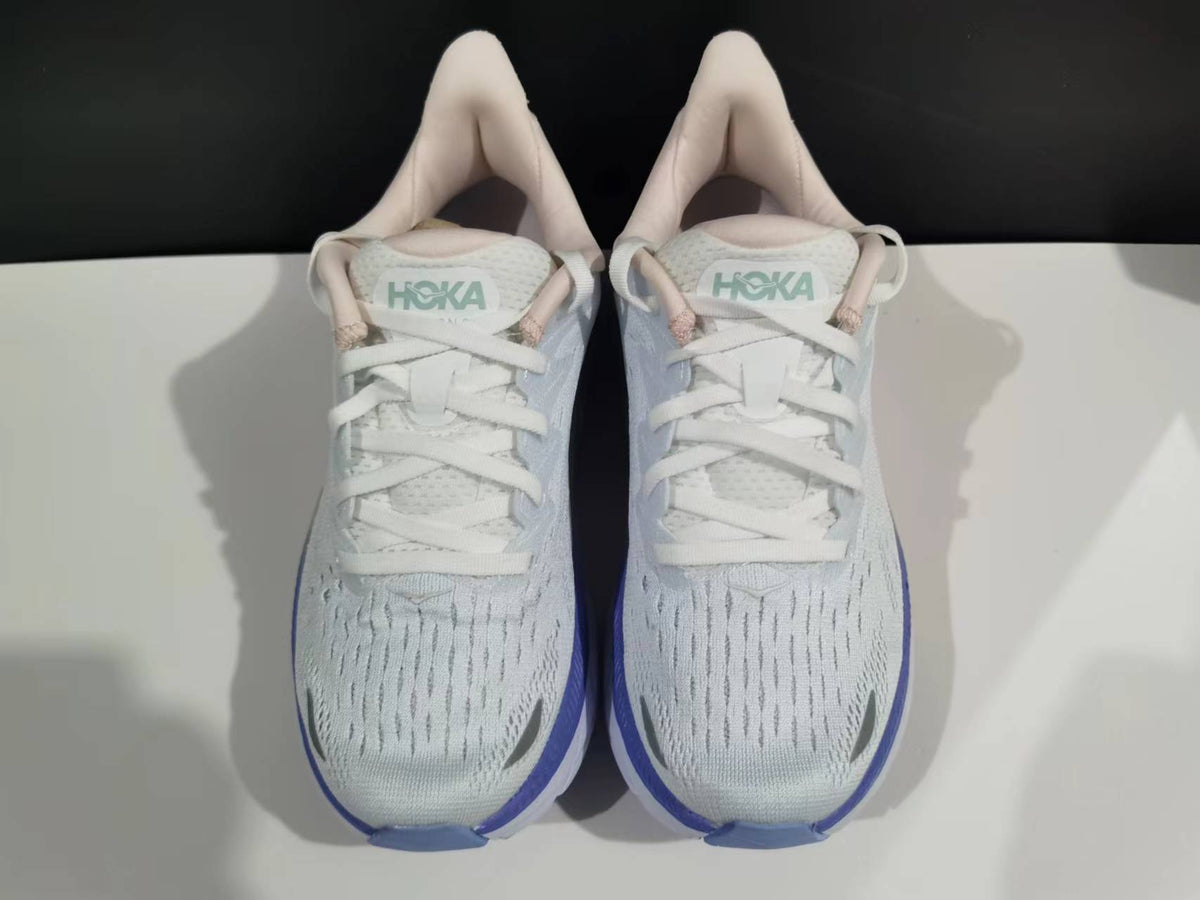Women's HOKA White and Purple Running Sneakers - product image from the listing.