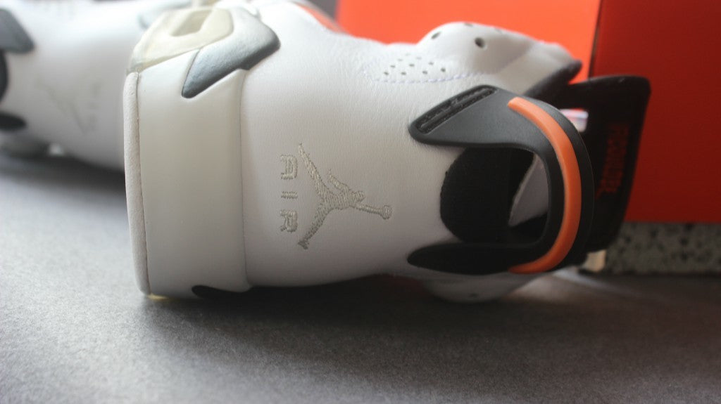 Air Jordan 6 Gatorade Basketball Sneakers in White Orange - product image from the listing.