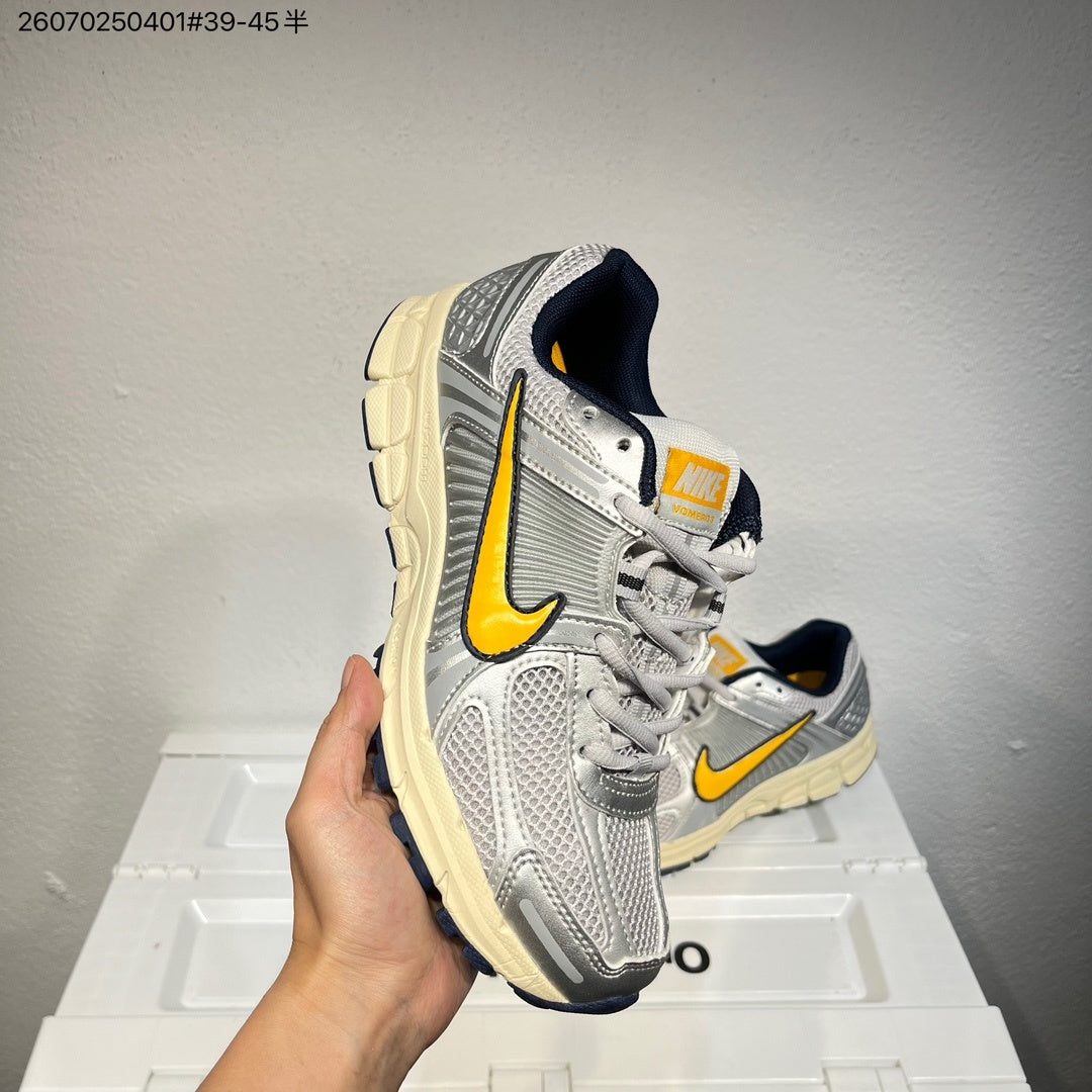 Nike Air Zoom Vomero 5 Running Shoes in White Grey Yellow - product image from the listing.