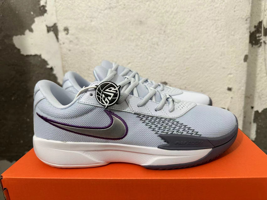 Gray and Purple Nike Ja 1 Basketball Shoes - product image from the listing.