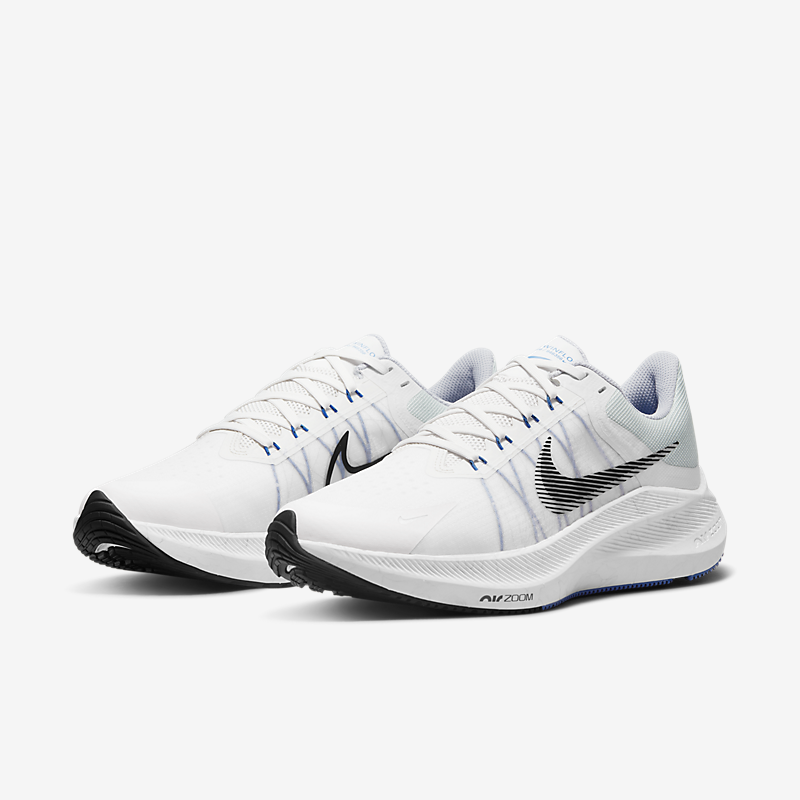 Nike Zoom Winflo 7 Running Shoes in White Blue CW3419-008 - product image from the listing.