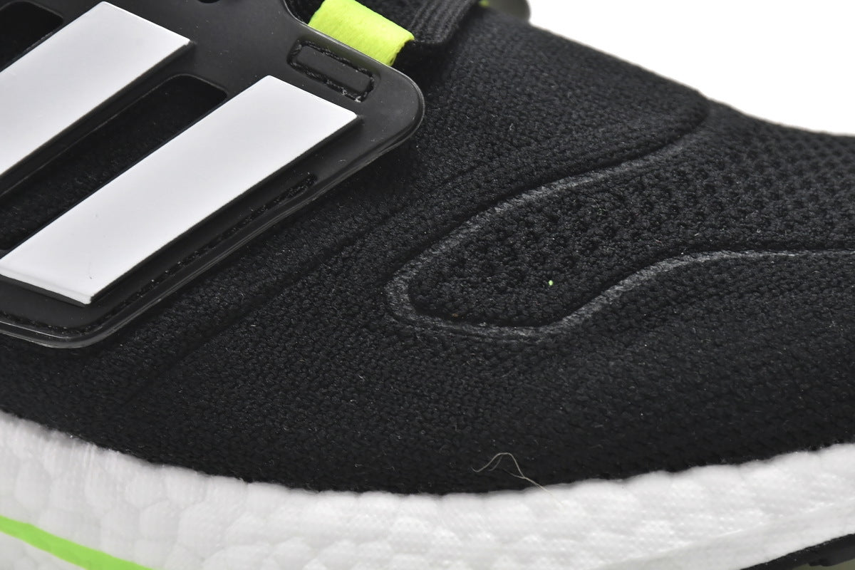 adidas UltraBoost 22 Black Solar Running Shoes in Green GX6640 - product image from the listing.
