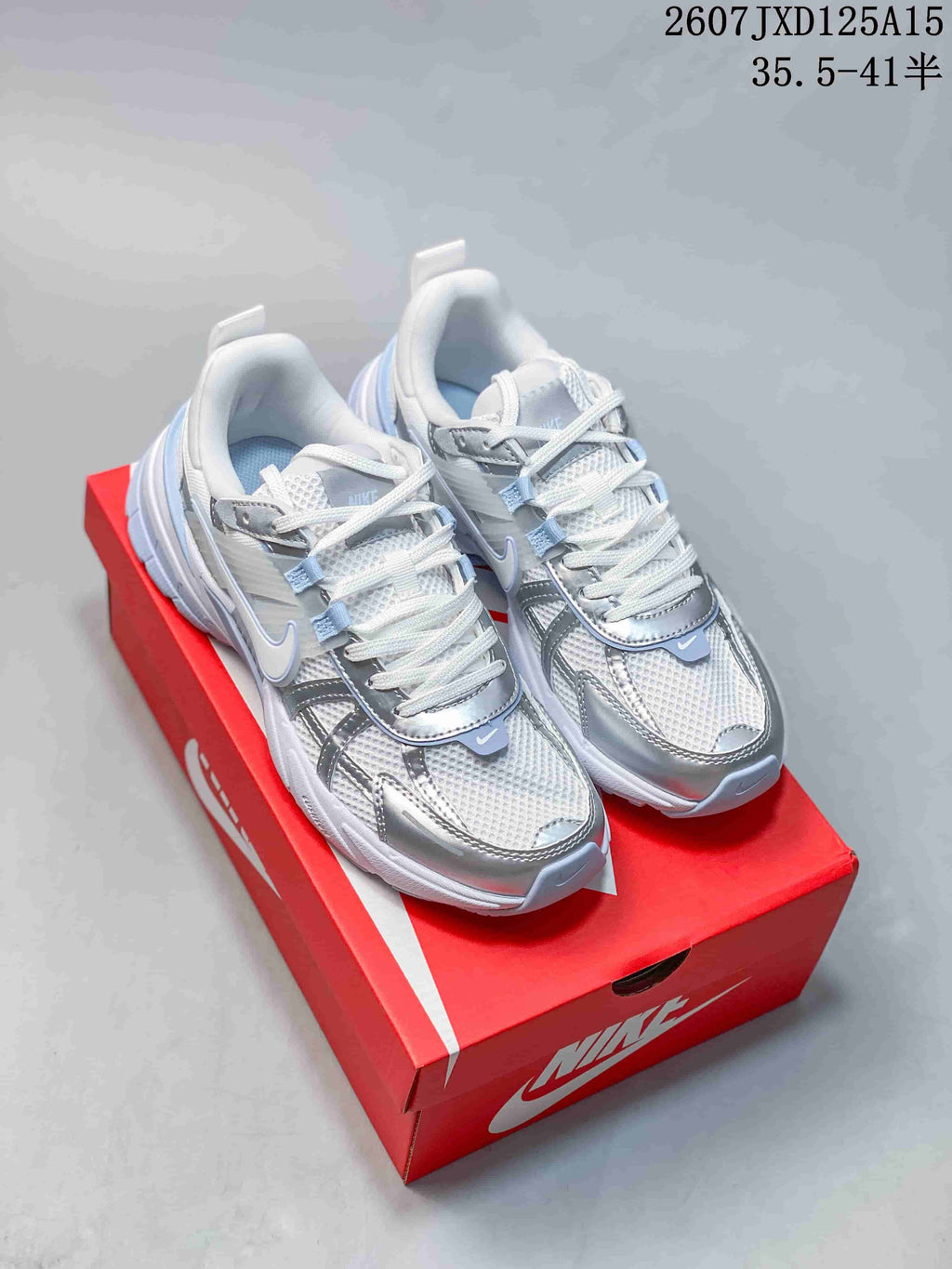 Women's Nike V2K Sneakers White Silver FD0736 - product image from the listing.
