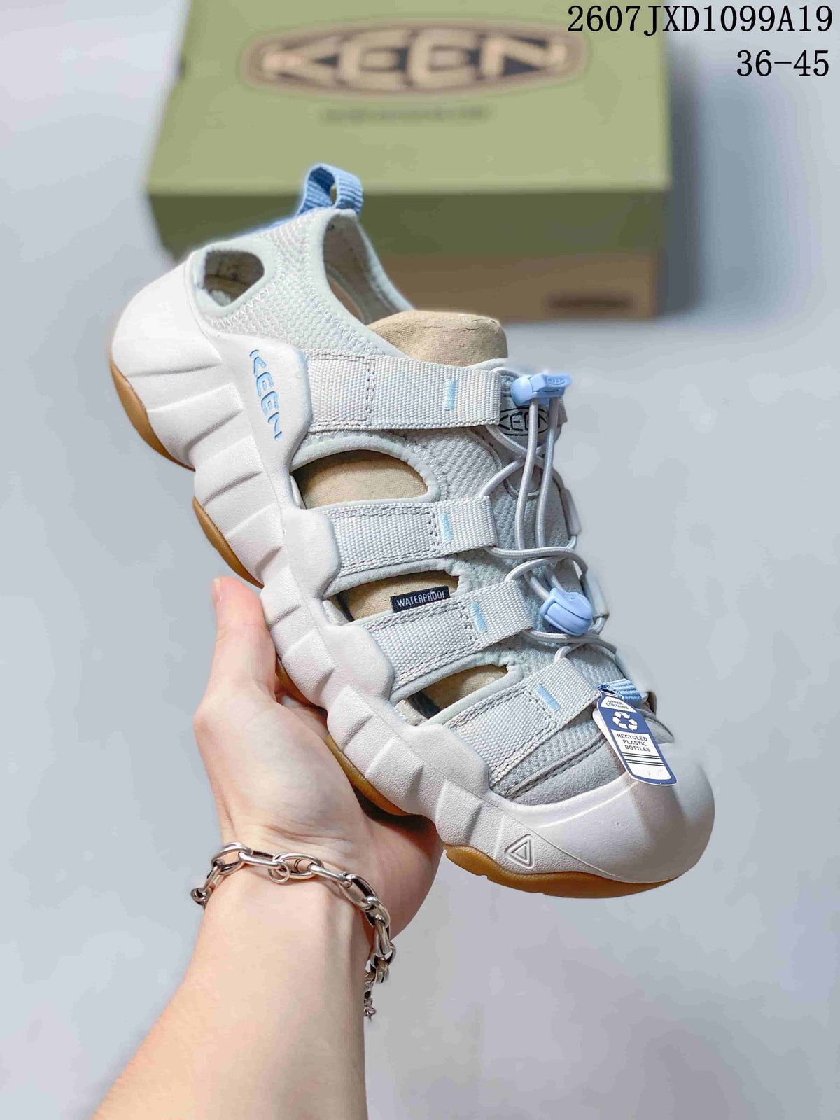KEEN Astoria West Closed-Toe Sandals in White Gray 2607JXD1099A19 - product image from the listing.