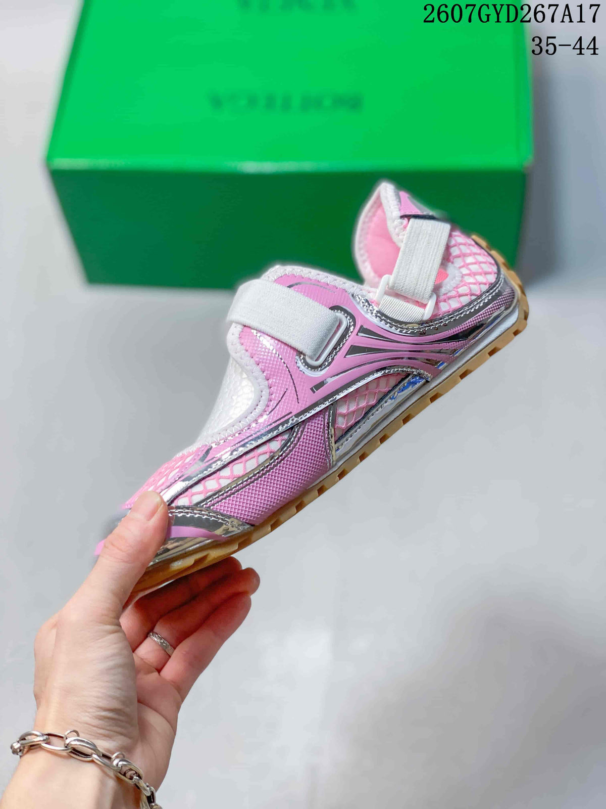 Bottega Veneta Orbit Flash Mary Jane Sneakers in Silver White - product image from the listing.