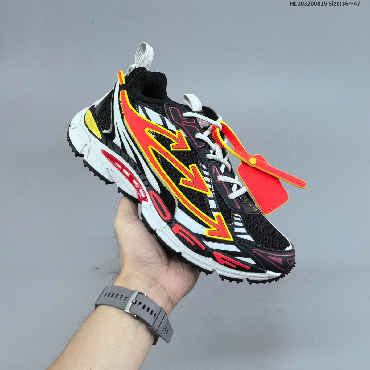 Black and Orange Off-White Be Right Back Low-Top Sneakers - product image from the listing.