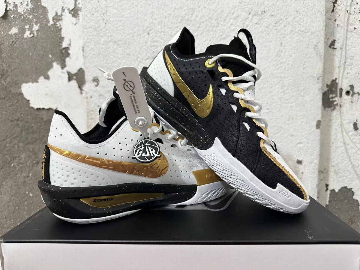 Nike Ja 1 Basketball Shoes in White Black Metallic Gold - product image from the listing.
