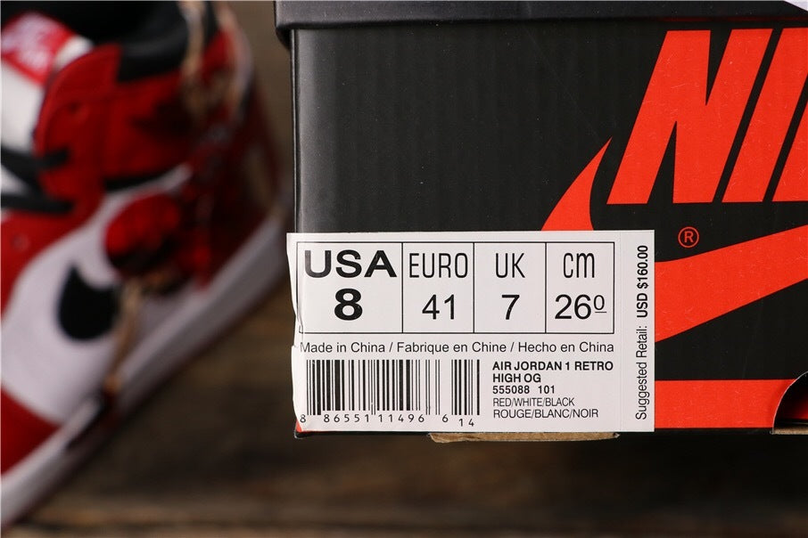 Red White Black Custom Sneakers - Air Jordan 1 Retro High OG - product image from the listing.
