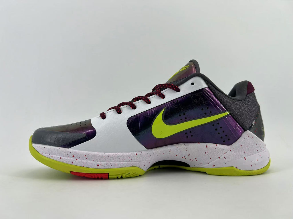 Nike Kobe 5 Protro Basketball Shoes in White Purple Volt CD4991-100 - product image from the listing.
