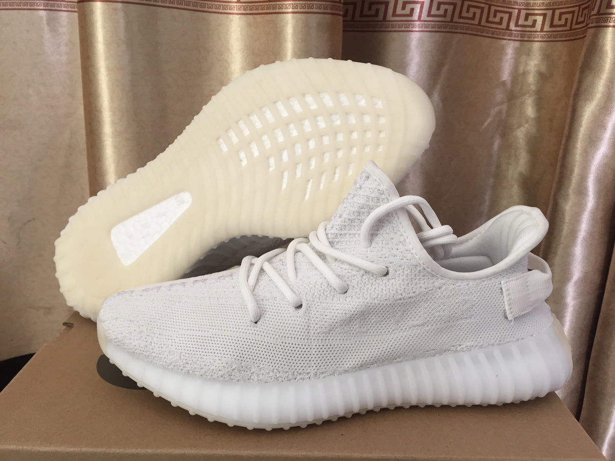 Yeezy 350 V2 Low-Top Sneakers in White Knit - product image from the listing.